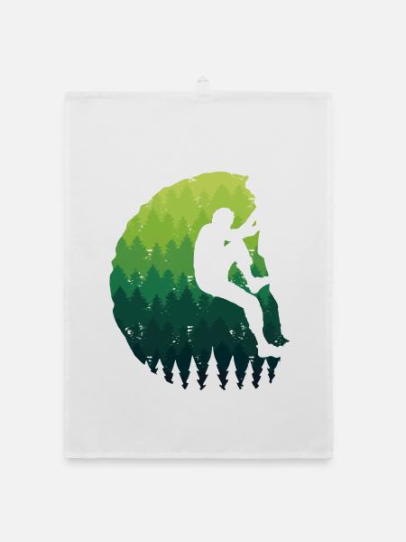 Klettern Kletterer Kinder Jungen Berge Bouldern - Organic Geschirrtuch - Weiß
