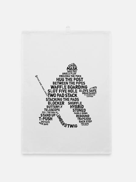 Hockey Goalie Word Art Design - Organic dish towel - white - Front