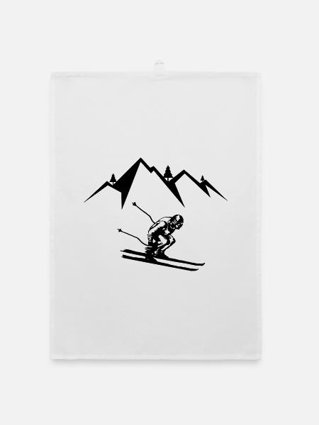 Skifahrer Skifahren - Organic Geschirrtuch - Weiß