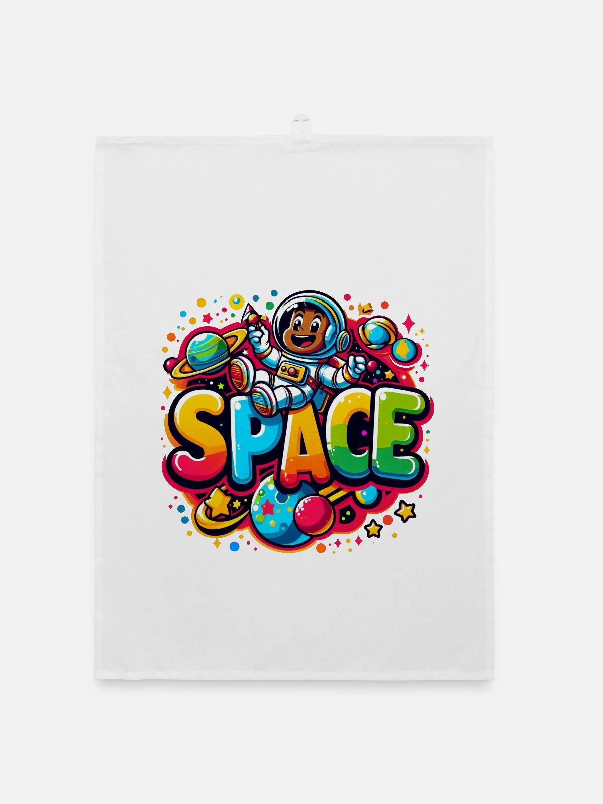 Space Astronautenkind - Organic Geschirrtuch - Weiß - Vorne