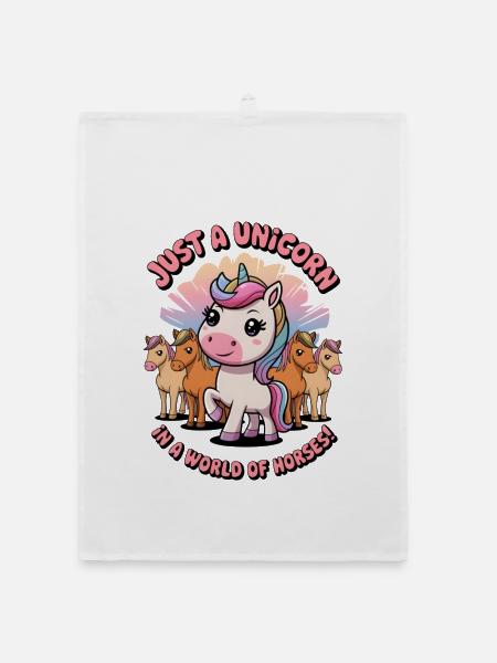 Nur ein Einhorn in einer Welt der Pferde! - Organic Geschirrtuch - Weiß