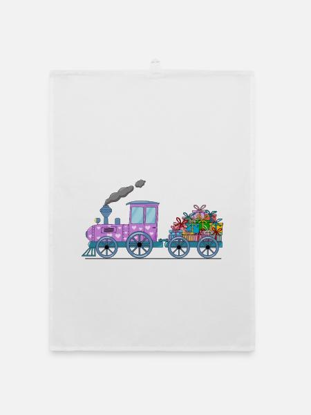 Train pour enfants avec remorque rose - Torchon bio - blanc - Devant