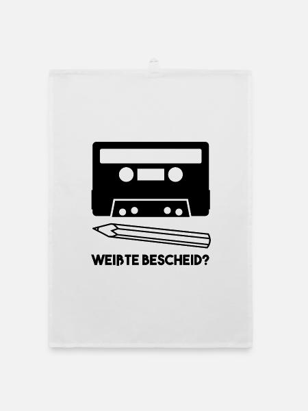 Kassette und Bleistift - Organic Geschirrtuch - Weiß