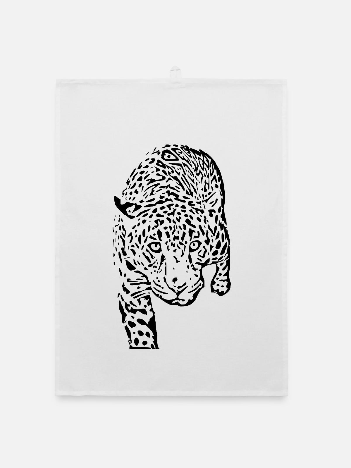 leopard schwarz schwarzer Leopard - Organic Geschirrtuch - Weiß - Vorne