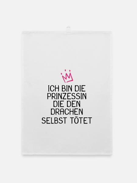 Prinzessin Spruch Drache Geschenk - Organic Geschirrtuch - Weiß