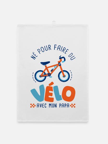 Né pour faire du vélo avec papa – Body Bébé Bio - Torchon bio - blanc - Devant