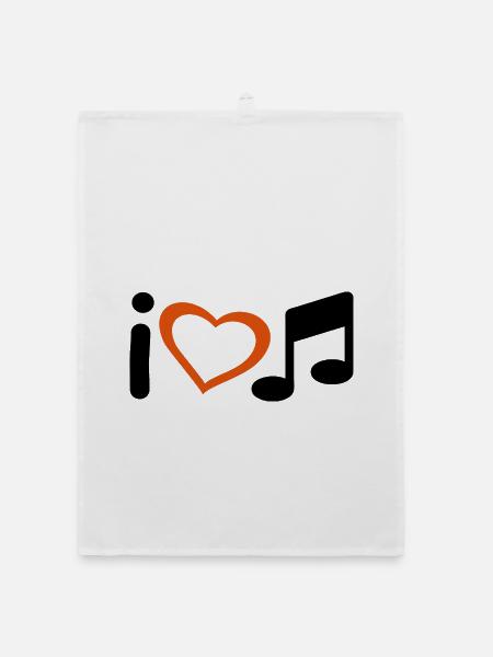 Slogan Ich liebe Musik. Liebe zur Musik. - Organic Geschirrtuch - Weiß - Vorne