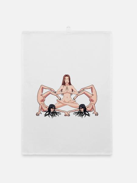 Yoga Erotik nackte Frauen nackt Yoga Yogi - Organic Geschirrtuch - Weiß - Vorne