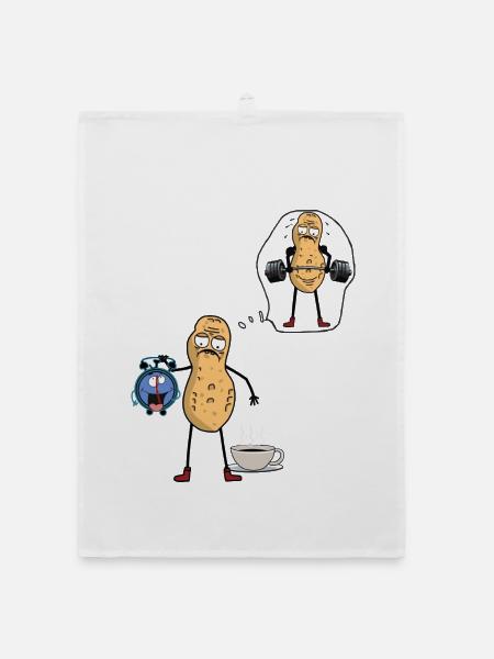Peanut Morning Grouch Early Bird Bodybuilder - Organic dish towel - white - Front