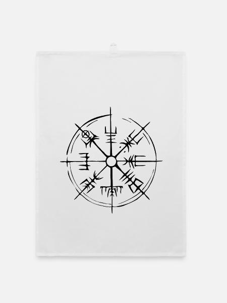 Vegvisir Wikinger Kompass - Organic Geschirrtuch - Weiß