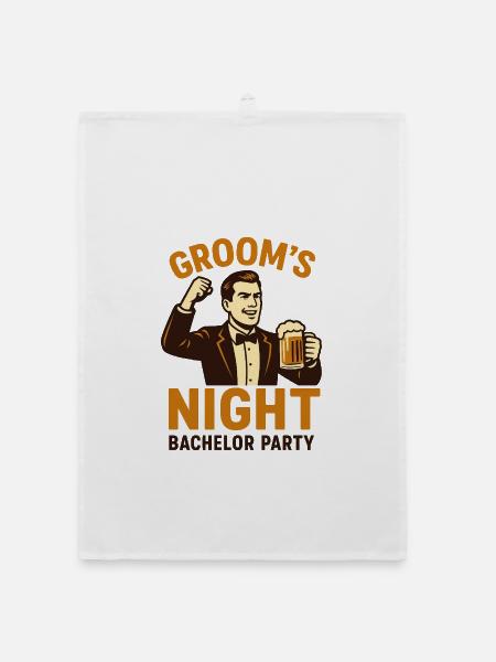 Bachelor party - Organic dish towel - white - Front