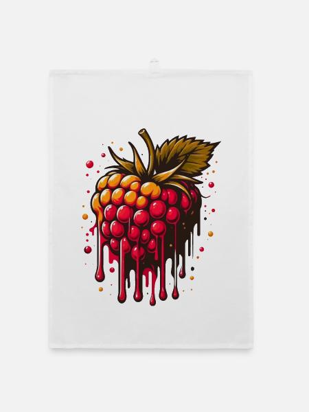 Two-tone dripping raspberry - Organic dish towel - white - Front