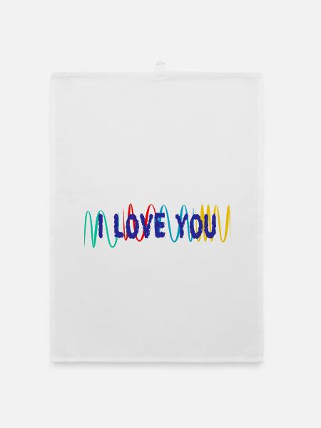 VALENTINSTAG. ICH LIEBE DICH. ICH LIEBE DICH. LIEBE. LIEBE - Organic Geschirrtuch - Weiß - Vorne