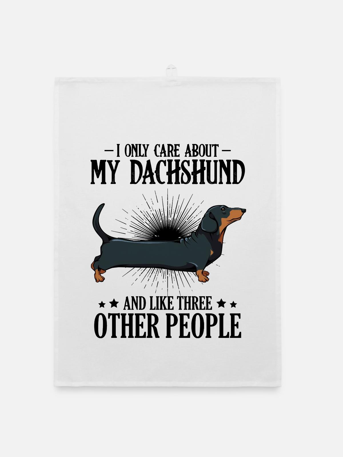 dachshund - Organic dish towel - white - Front