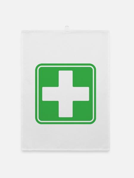 First Aid Medical Cross Sicherheitssymbol Vektor-Symbol - Organic Geschirrtuch - Weiß - Vorne
