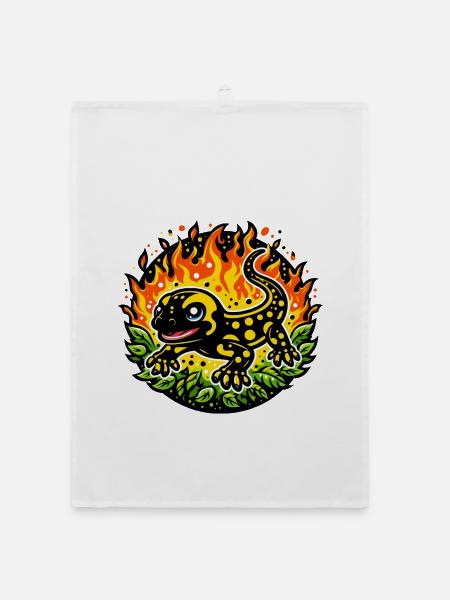 Salamandre de feu - Torchon bio - blanc - Devant