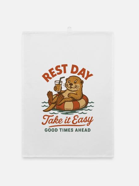 Seeotter Rest Day – Lustiges Faulenzen & Sommerdes - Organic Geschirrtuch - Weiß