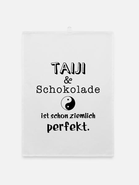 taiji und schokolade - Organic Geschirrtuch - Weiß