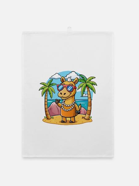 Camel Lustige Cartoon Sommer Strand Sonnenbrille - Organic Geschirrtuch - Weiß - Vorne