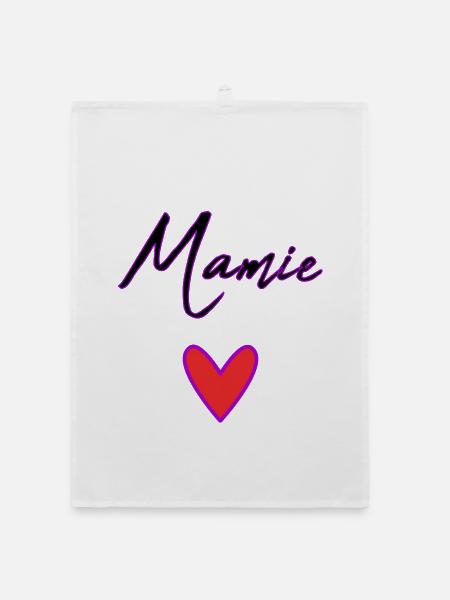 MAMIE. MAMAN. GRAND-MERE. FÊTE DES MÈRES - Torchon bio - blanc - Devant