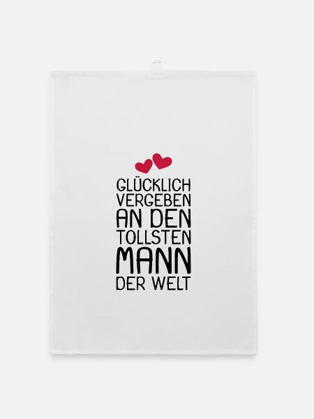 Glücklich vergeben Geschenk - Organic Geschirrtuch - Weiß - Vorne