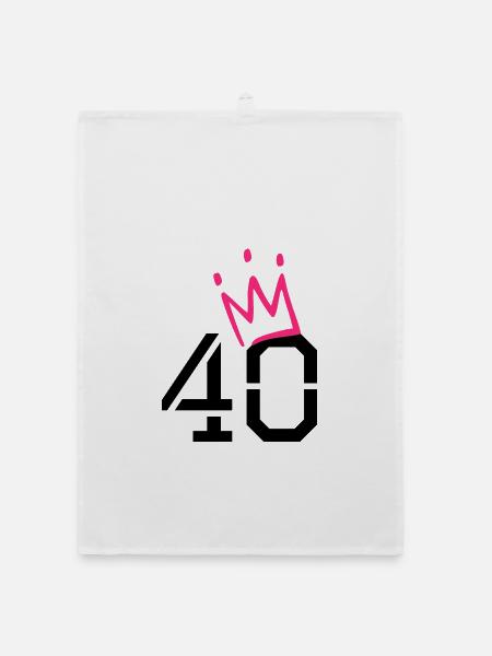 40 Krone - 40. Geburtstag - Organic Geschirrtuch - Weiß - Vorne