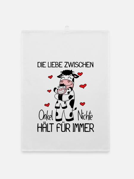 Onkel Nichte Liebe Spruch Kuh Kühe Familie - Organic Geschirrtuch - Weiß - Vorne