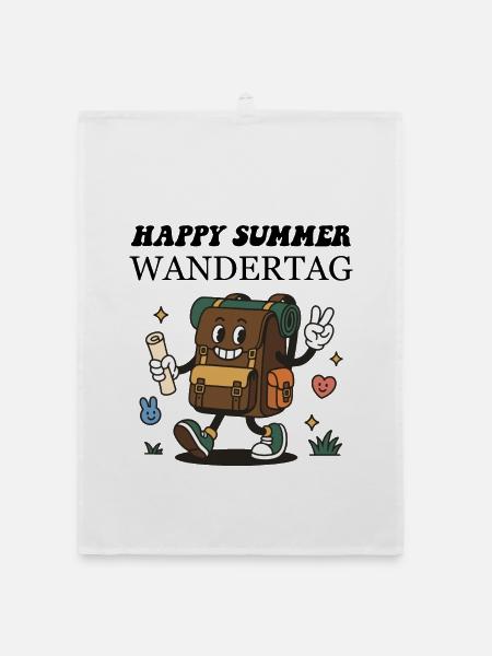 Wander-Rucksack Cartoon – Lustiger Outdoor Abenteu - Organic Geschirrtuch - Weiß
