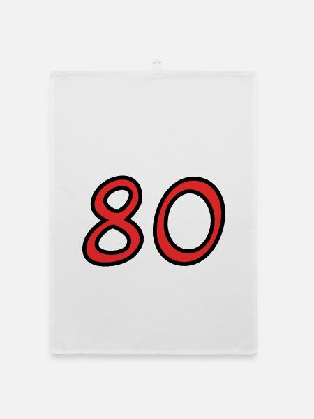 80. 80 JAHRE. 80-JÄHRIGES JUBILÄUM. 80. GEBURTSTAG. - Organic Geschirrtuch - Weiß - Vorne