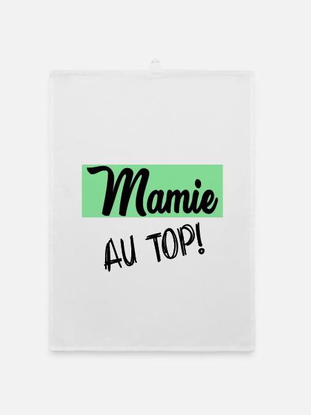 MAMIE. GRAND-MERE. FÊTE DES MÈRES - Torchon bio - blanc - Devant