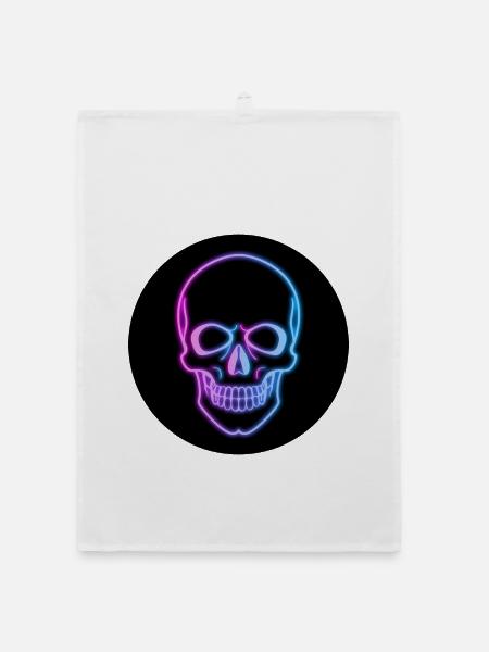 Neon Skull - Organic Geschirrtuch - Weiß - Vorne