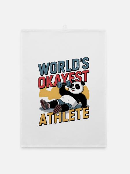 World's Okayest Athlete - Organic dish towel - white - Front