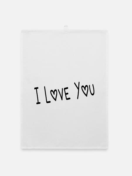 VALENTINSTAG. ICH LIEBE DICH. ICH LIEBE DICH. LIEBE. LIEBE - Organic Geschirrtuch - Weiß - Vorne
