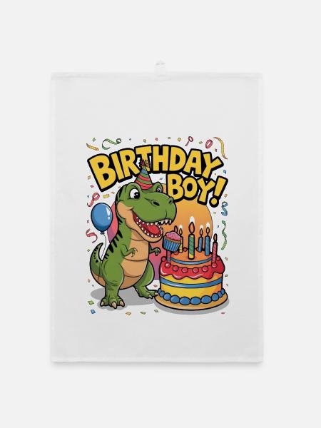 Birthday Boy - Organic dish towel - white