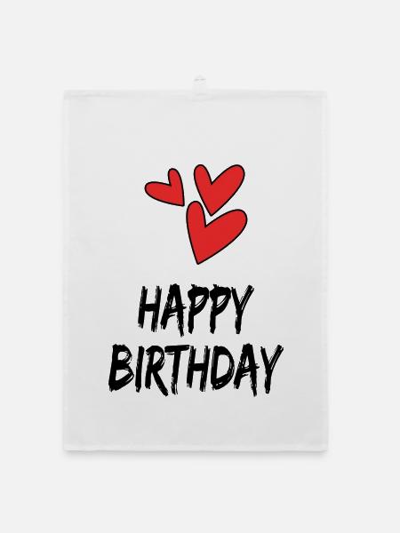 ALLES GUTE ZUM GEBURTSTAG. ALLES GUTE ZUM GEBURTSTAG. JAHRESTAG. - Organic Geschirrtuch - Weiß - Vorne