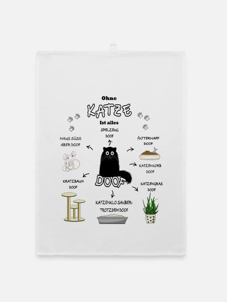 Katze Cat Kitten Kater Kätzchen Katzen schwarz - Organic Geschirrtuch - Weiß
