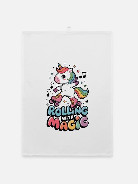 Rolling With Magic - Organic dish towel - white - Front