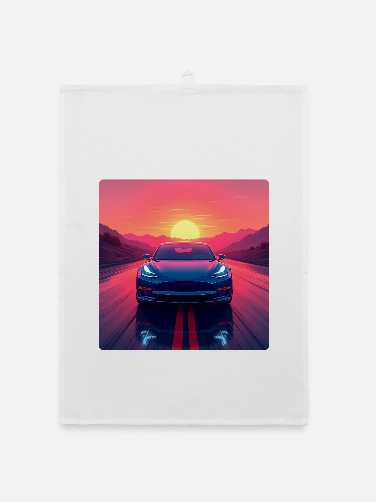 Electric Highway - Organic dish towel - white - Front