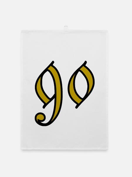 90. 90 ANS. 90e ANNIVERSAIRE. ANNIVERSAIRE 90 ANS. - Torchon bio - blanc - Devant