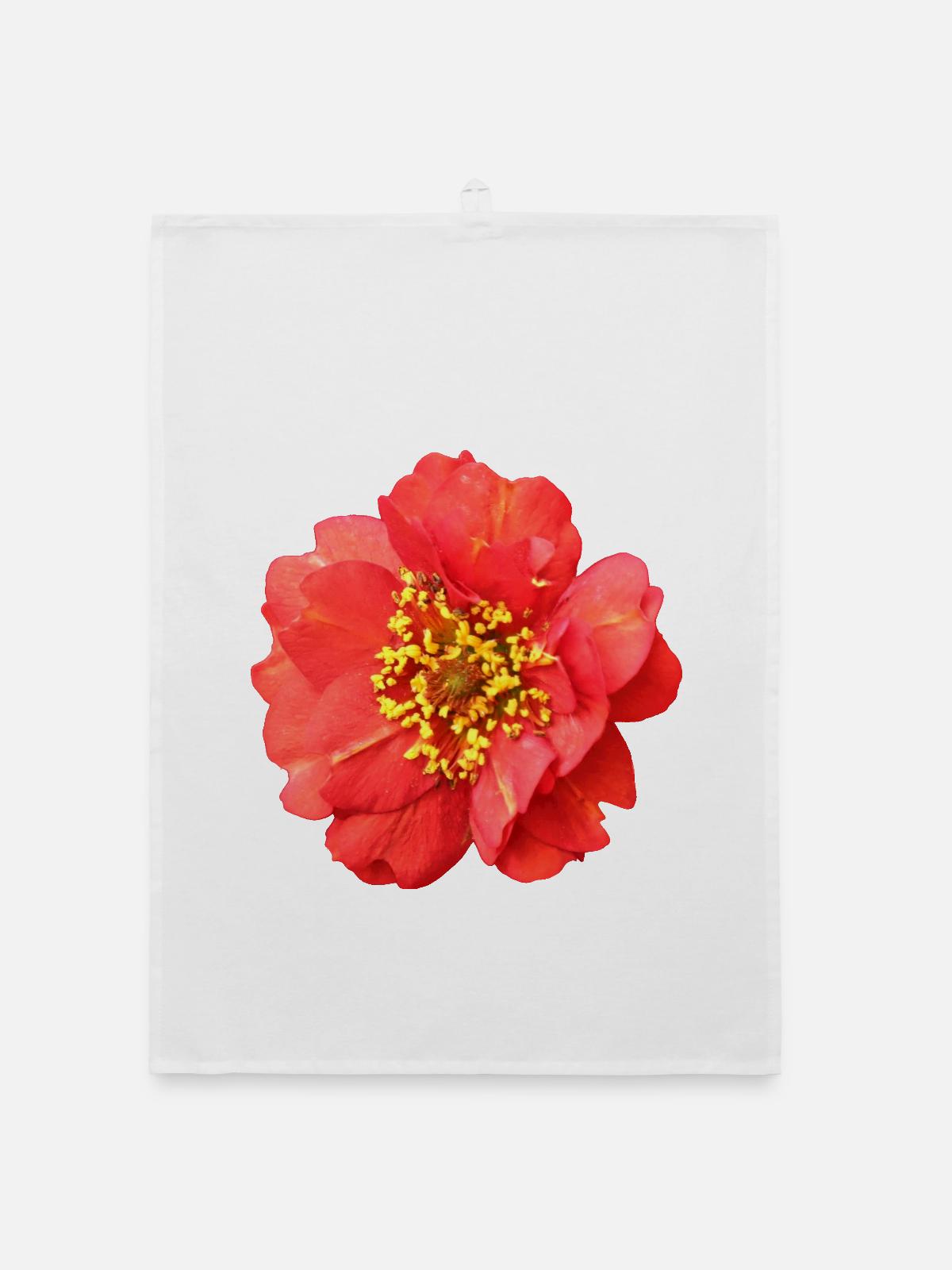 rote Blume Rose - Organic Geschirrtuch - Weiß - Vorne