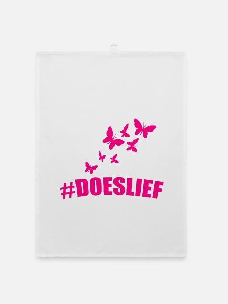 doeslief tout en rose avec des tas de papillons - Torchon bio - blanc - Devant