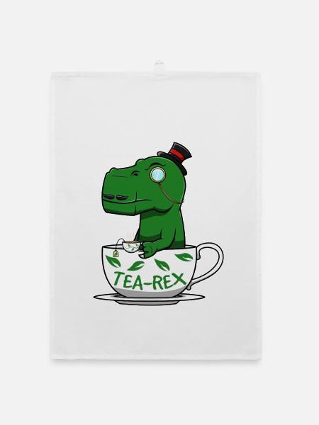 Tea-Rex Dino Tyrannosaurus - Organic Geschirrtuch - Weiß