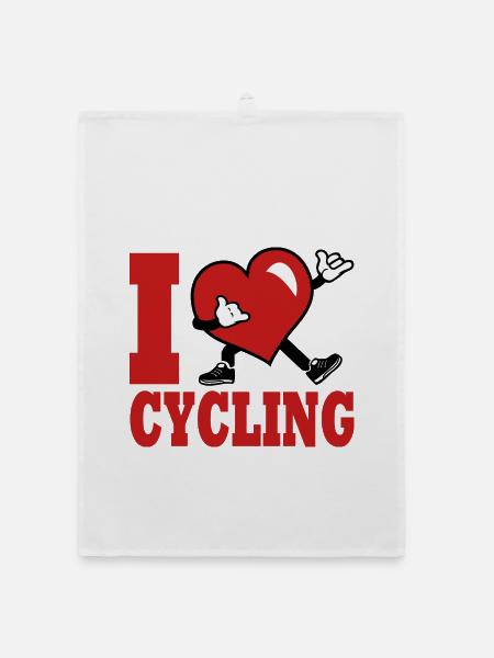 Ich liebe Radfahren, Radfahren, Radfahren, Radfahren - Organic Geschirrtuch - Weiß - Vorne