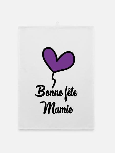 MAMIE. GRAND-MERE. FÊTE DES MÈRES - Torchon bio - blanc - Devant