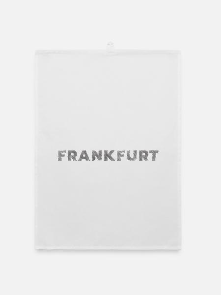 Frankfurt Stadt in Hessen Schraffur Schriftzug - Organic Geschirrtuch - Weiß