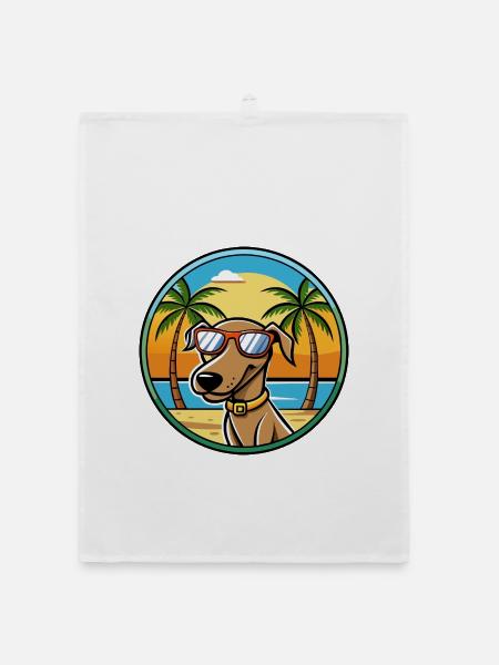 Plott Hound Hund Rasse Cartoon Sonnenbrille Strand - Organic Geschirrtuch - Weiß - Vorne