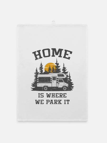 Camper Camping Motorhome - Organic dish towel - white - Front