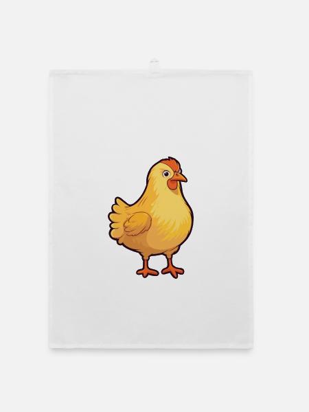 Huhn-Karikatur-Kawaii-Aquarellillustration - Organic Geschirrtuch - Weiß - Vorne