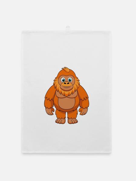 Big Foot Niedliche Maskottchen Zeichentrickfigur Kawaii - Organic Geschirrtuch - Weiß - Vorne
