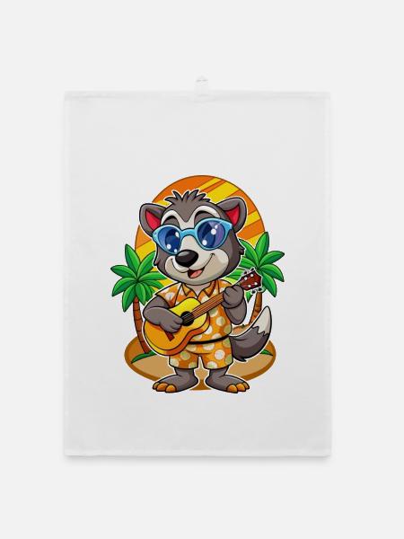 Lustige Dachs Cartoon Sommer Strand Sonnenbrille - Organic Geschirrtuch - Weiß - Vorne